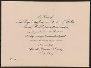 [Reception in honor of His Royal Highness the Prince of Wales.]