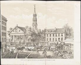 View of St. Paul's Church and the Broadway Stages, N.Y. 1831.