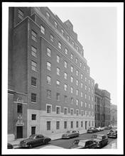 12th Street and 7th Avenue. St. Vincent's Hospital, general exterior of Al Smith Building.