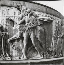 [Detail of flagpole base in Union Square.]