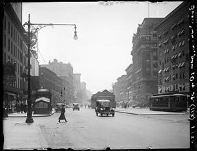 Broadway Series. South from 104th Street. 103rd Street subway station in center of picture. The Chepstow at the left.