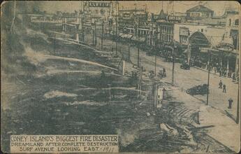 Coney Island's Biggest Fire Disaster, Dreamland after Complete Destruction, Surf Avenue Looking East.