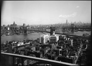 [Manhattan skyline and East River from Brooklyn.]