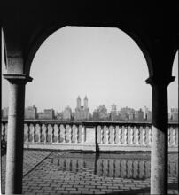 [Looking at the towers of the Eldorado Apartments from 1 East 91st Street.]