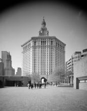 [Looking toward the central arch of the Manhattan Municipal Building.]