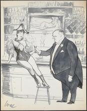 [Unidentified man toasting an unidentified woman in costume.]