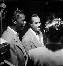 Swing Band Contest Sponsored by LOOK [Group of men backstage.]
