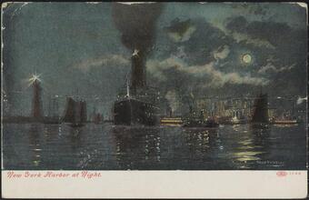 New York Harbor at Night.