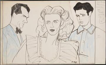 [Karl Malden as Harold Mitchell, Jessica Tandy as Blanche Du Bois and Marlon Brando as Stanley Kowalski in "A Streetcar Named Desire".]
