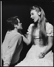 [Robert Horton as Bill Starbuck and Inga Swenson as Lizzie Curry in "110 in the Shade".]