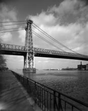 [East River Park promenade and Williamsburg Bridge.]