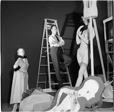 Museum of Modern Art [Staff members and art installations.]