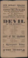 The local extravaganza of fun, fashion and frolic in three acts, by John F. Poole, Esq., "The Devil in the Bowery", Saturday evening, January 2, 1864