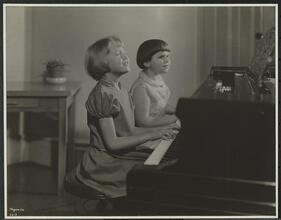 New York Association for the Blind, Interior, Two Small Girls Playing Piano.