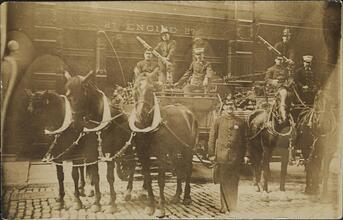 [Firemen outside station for Engine 27]