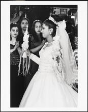 [Bride in a Palestinian wedding at Widdi's Catering Hall.]