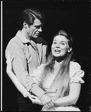 [Robert Horton as Bill Starbuck and Inge Swenson as Lizzie Curry in "110 in the Shade".]