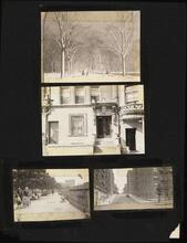 [A. Park in winter ; B. Exterior of house ; C. Pedestrians in park ; D. Streetscape.]