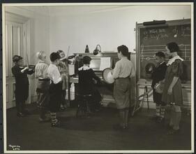 New York Association for the Blind, The Clinic, 114 E. 60th St., Interior, Music Class, Group of Three.