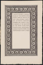 Twenty-fourth Annual Dinner of the Pennsylvania Society Given in the City of New York