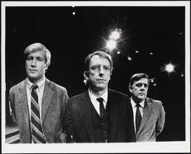 [Ken Howard as Paul Reese, Fritz Weaver as Jerome Malley, and Pat Hingle as Joseph Dobbs in "Child's Play".]
