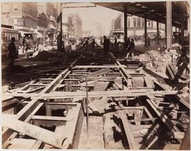Construction of the cable road on Broadway, 1891 [Herald Square.]