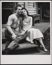 [Ralph Meeker as Hal Carter and Janice Rule as Madge Owens in "Picnic".]