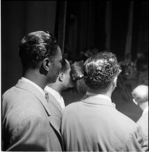 Swing Band Contest Sponsored by LOOK [Group of men backstage.]