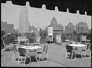[View of Midtown Manhattan from rooftop terrace.]