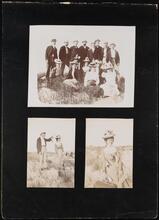 Beach scenes [Group at beach; man pointing to the horizion with a woman; portrait of a woman.]
