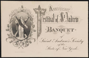 Anniversary Festival of St. Andrew. Banquet of Saint Andrew's Society of the State of New York.