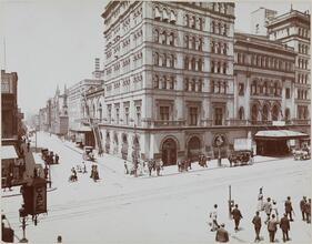 Broadway and 39th Street: New Amsterdam National Bank.