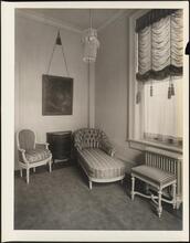 [Residence. Interior, with chair and chaise lounge.]
