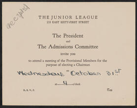 [The President and the Admissions Committee invite you to attend a meeting of the Provisional Members for the purpose of electing a Chairman.]