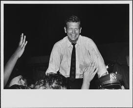[John V. Lindsay during New York City's mayoral campaign of 1965.]