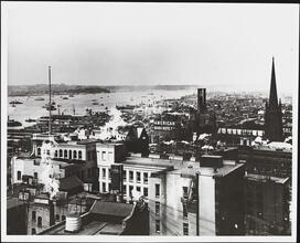 [Aerial view of lower Manhattan.]