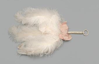 Fixed feather fan of pale pink ostrich and egret