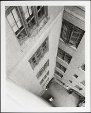 1475 Grand Concourse. Theodore Roosevelt Apartments. View looking down from roof into courtyard