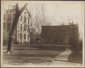 [St. Luke's Hospital and row houses.]