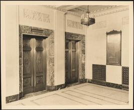 Pine Street. Goldman-Sachs Building. Interior, elevator lobby