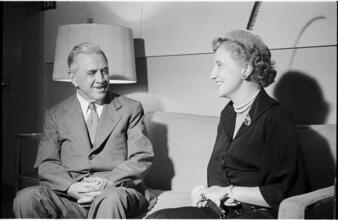 United Nations [Bess Truman with an unidentified man.]