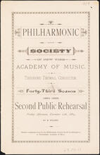 Philharmonic Society of New York. Academy of Music. Forty-Third Season. Second Public Rehearsal