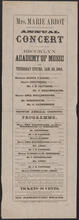 Mrs. Marie Abbot respectfully announces that her annual concert will take place at the Brooklyn Academy of Music, Thursday evening, January 28, 1864