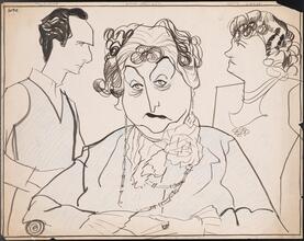 [Philip Wood as Homer Wallace, Helen Westley as Grandma, and Betty Garde as Emma Wallace in "The Primrose Path".]