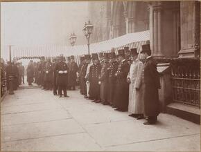 Social Functions- Scene Outside of St. Thomas Church Nov. 6, 1895 Vanderbilt-Marlborough Wedding.