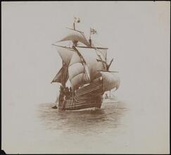 Ships, "Santa Maria" Replica of Columbus Vessel, also "Pinta".