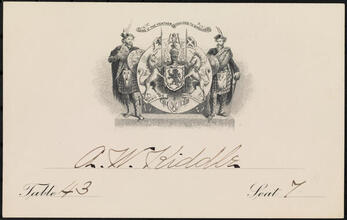 [Table card for A. W. Kiddle.]