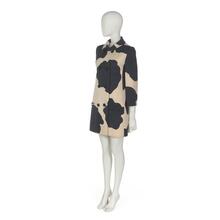 Coat in bold black and white pony print wool gabardine