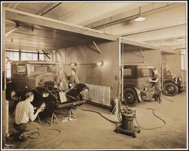 Automobiles, Warren-Nash Service Station, Men Working on Cars.