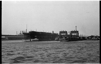 [Railroad terminal on the Hudson River.]